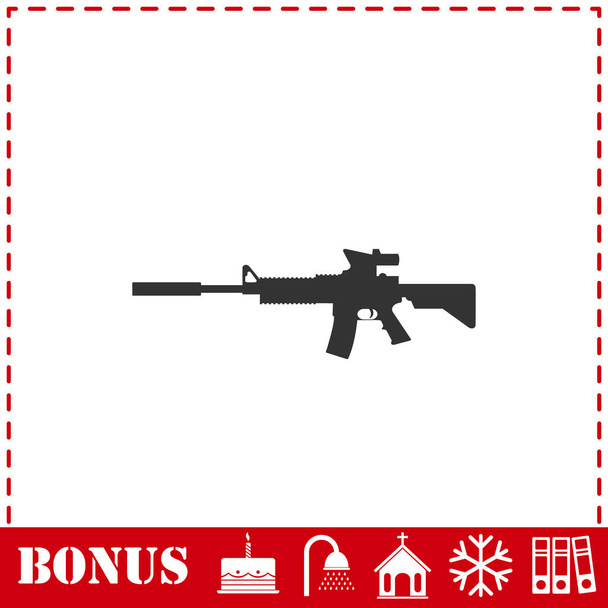Assault carbine icon flat. Simple vector symbol and bonus icon - Vector, Image