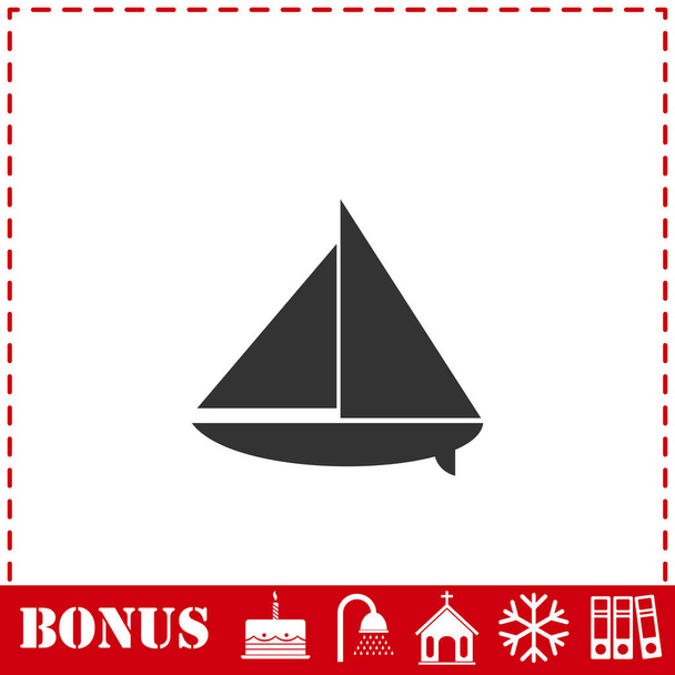 Yelkenli teknesi simgesi düz. Basit vektör sembolü ve bonus simgesi - Vektör, Görsel