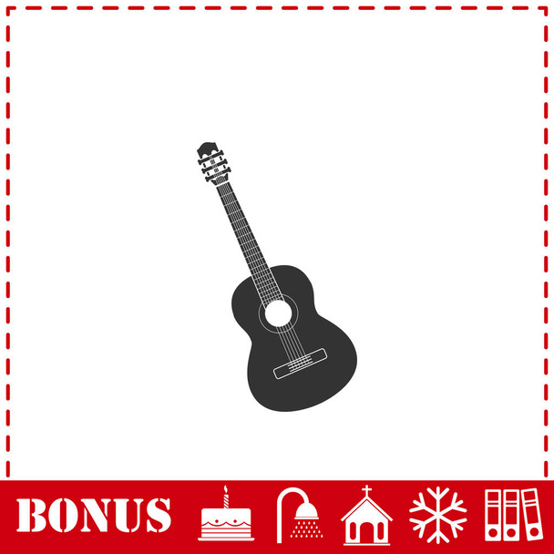 Icona della chitarra acustica piatta. Simbolo vettoriale semplice e icona bonus - Vettoriali, immagini