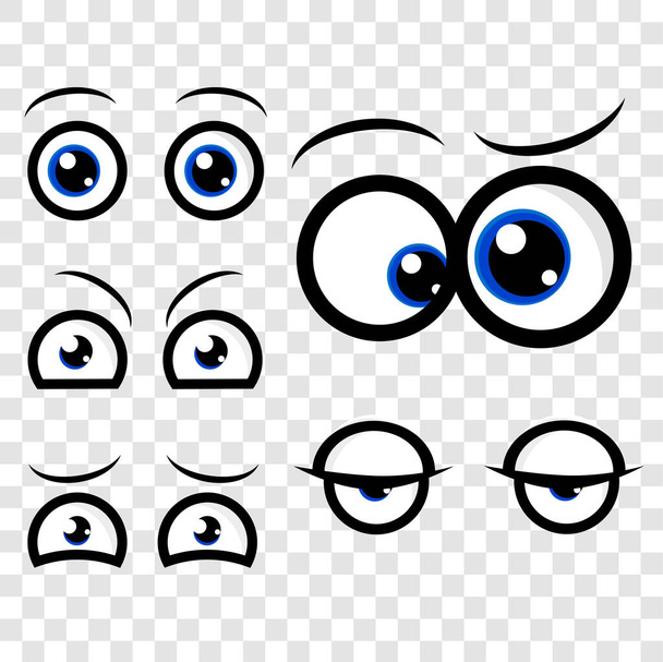 5 different Eye Expression, curious, sleepy, anxious, eager, confuse, angry at transparent effect background - Vector, Image