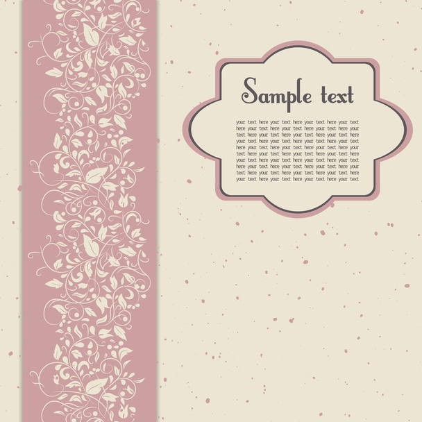 Vignette for text or postcard in pink and beige colours with floral ornament. - Vettoriali, immagini