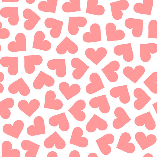 白を基調としたピンクのハート柄。ベクトルシームレスハートパターン。バレンタインデーだ。壁紙、ウェブの背景、包装紙、布、包装、グリーティングカード、招待状などに最適です。. - ベクター画像