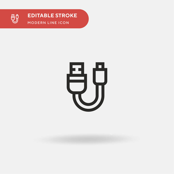 Usb Cable Simple vector icon. Illustration symbol design template for web mobile UI element. Perfect color modern pictogram on editable stroke. Usb Cable icons for your business project - Vector, Image