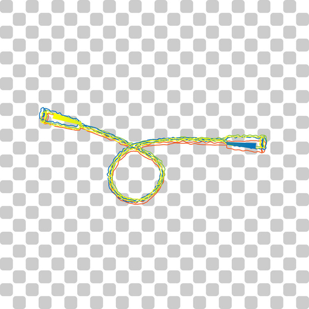 ジャンプロープの標識。スタイリッシュで透明感のある4つのラフな輪郭を持つ青緑のグラデーションアイコン背景. - ベクター画像