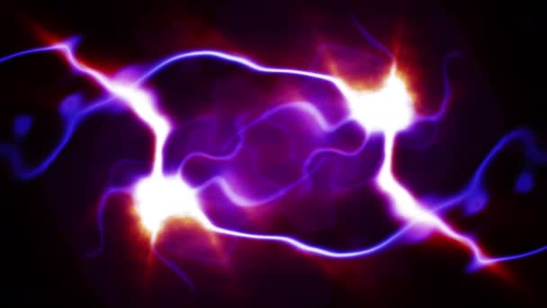 Absztrakt mozgás háttér animáció ragyogó részecskék elektromos villám szikrák izzó mágikus fény sugarak felett fekete háttér. 4K Számítógépes grafikus renderelés zökkenőmentes hurkot. - Felvétel, videó