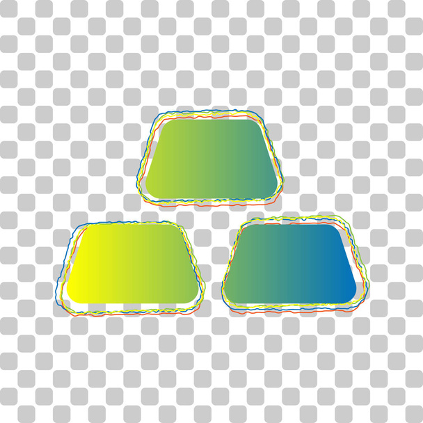 Gouden staafje. Blauw tot groen gradiënt Pictogram met vier ruige contouren op stijlvolle transparante achtergrond. - Vector, afbeelding