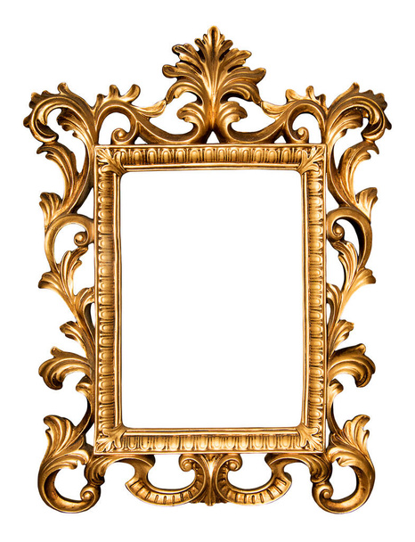 marco de oro aislado sobre fondo blanco - Foto, imagen