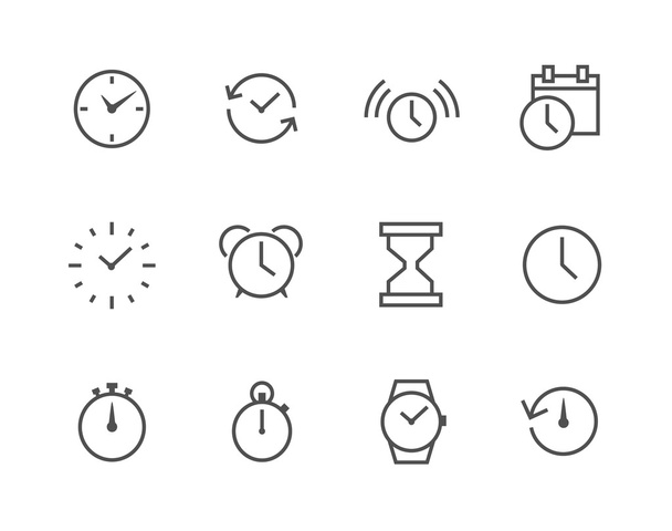 Linea sottile semplice Icona impostata relativa al Tempo
 - Vettoriali, immagini