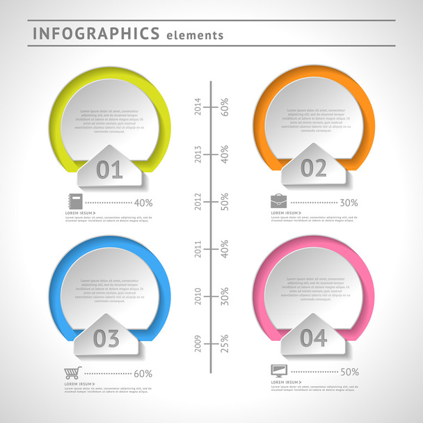 Elementos de infográficos de negócios. Modelo de design moderno. Layout web ou gráfico
 - Vetor, Imagem