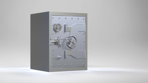 3D metalik bankayı altın sikkeler HD görüntüleriyle güvenli ya da çelik kasa haline getirmek - Video, Çekim