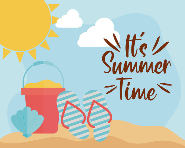 summer time with beach elements - Vector, Imagen