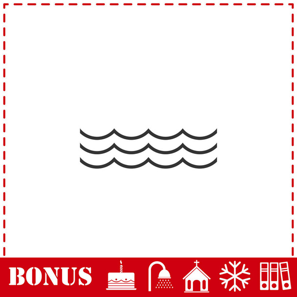 Ocean or sea icon flat. Simple vector symbol and bonus icon - Vector, Image