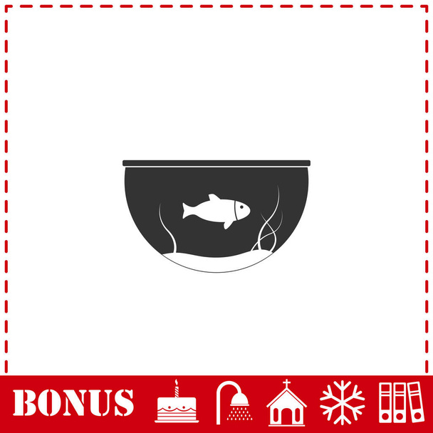 Ícone de aquário de peixe plana. Símbolo vetorial simples e ícone de bônus
 - Vetor, Imagem