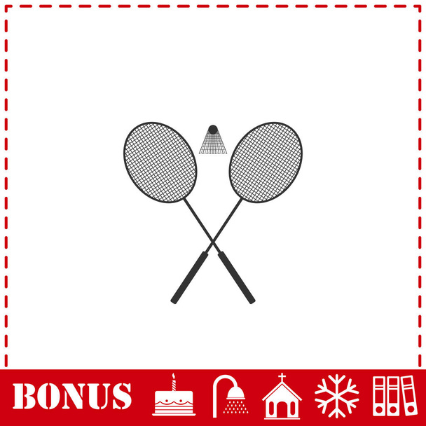 Badminton icona piatta. Simbolo vettoriale semplice e icona bonus - Vettoriali, immagini