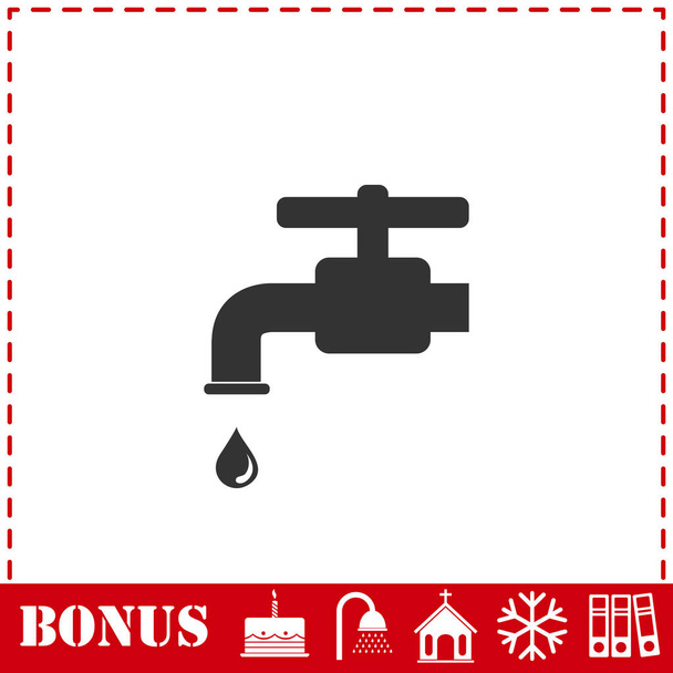 Faucet icon flat. Simple vector symbol and bonus icon - Vector, Image