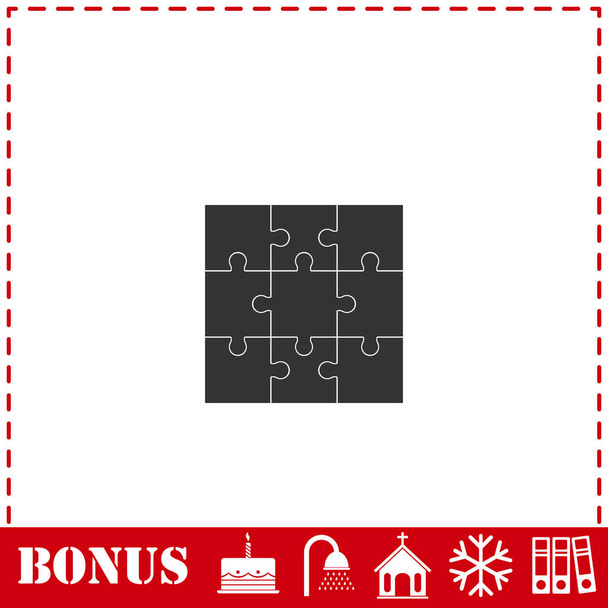 Ikona puzzle plochá. Jednoduchý symbol vektoru a bonusová ikona - Vektor, obrázek