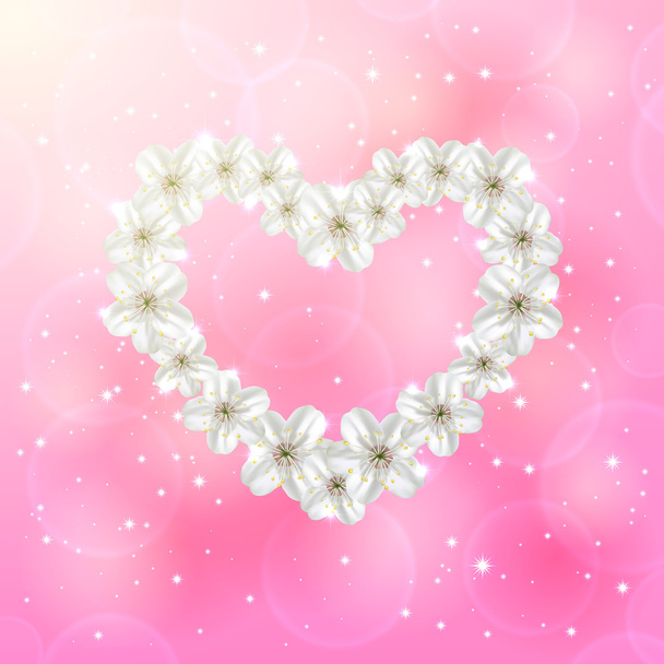 Flower heart on pink background - Вектор,изображение