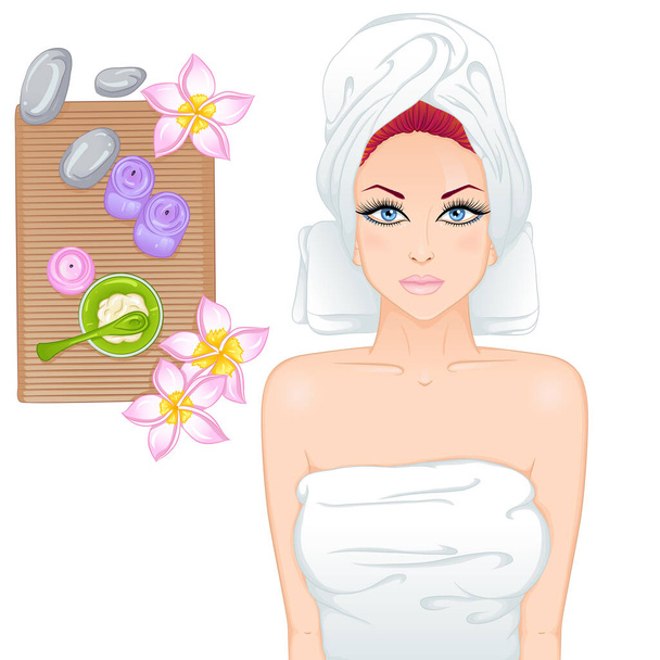 Girl on spa treatments - Vector, Image