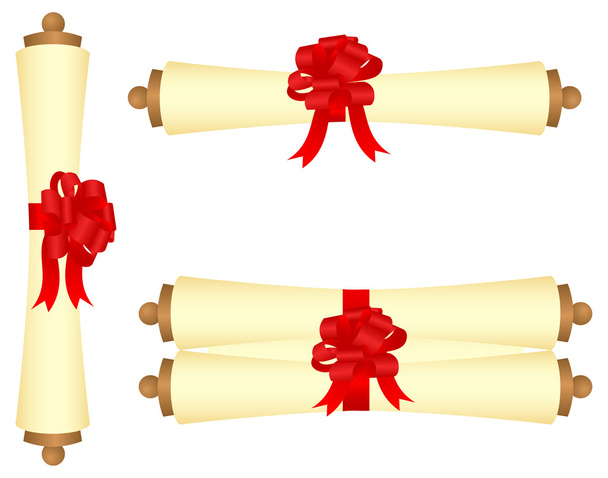 Scrolls with a bow - Vector, Imagen