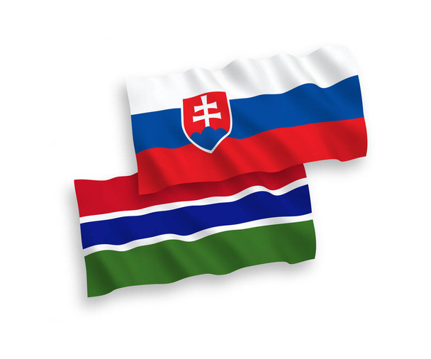 Σημαίες της Σλοβακίας και της Δημοκρατίας της Γκάμπια σε λευκό φόντο - Διάνυσμα, εικόνα