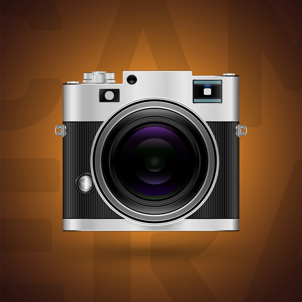 Classic camera icon on brown background - Vektor, Bild