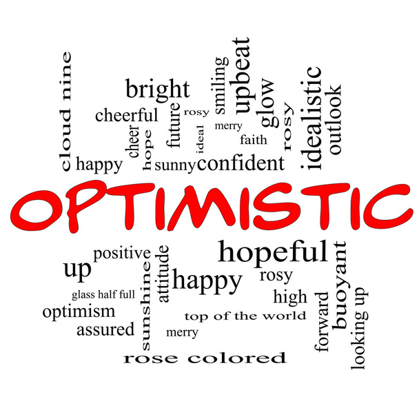 Optimistic Word Cloud Concept in red caps - Photo, Image