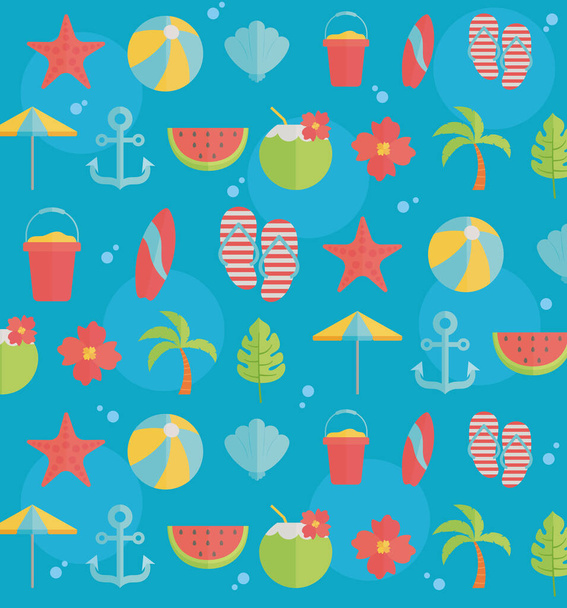 set of icons summer in the beach - Vector, imagen