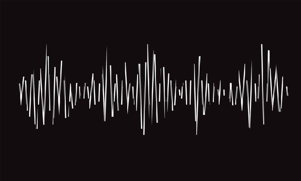 Müzik ve teknoloji kavramındaki tasarım elementleri için modern dalga çizgileri. Grunge müzik logosu. Soyut beyaz nabız eşitleyici siyah arkaplan. Jpeg - Fotoğraf, Görsel