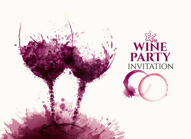 Sjablonen met wijnontwerp. Illustratie van wijnglazen met druppels. wijnvlekken. Brochures, posters, uitnodigingen, promotiebanners, menu 's. Vectorillustratie - Vector, afbeelding