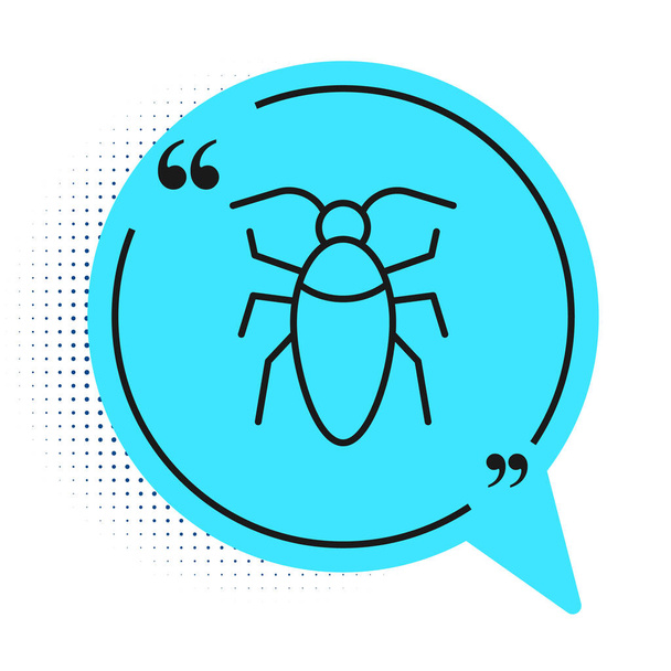Black line Cockroach icon isolated on white background. Blue speech bubble symbol. Vector. - Vector, Image