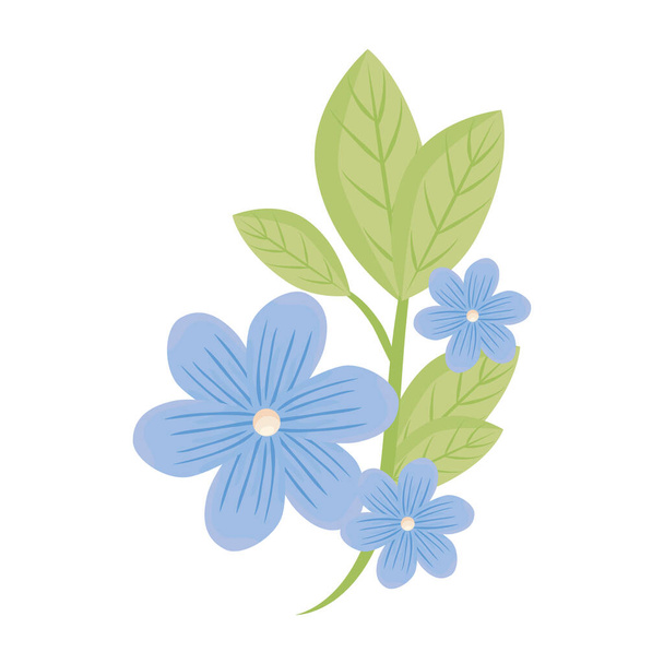 blue flowers with leaves vector design - Vector, Imagen