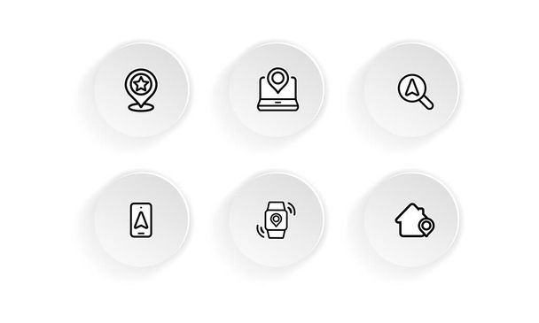 Device with pinpoint location icon set. Gps tracking, pin. Vector on isolated white background. EPS 10. - Vector, Image