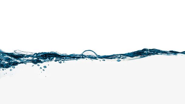 Tiszta kék víz hullám elszigetelt fehér háttér - Fotó, kép
