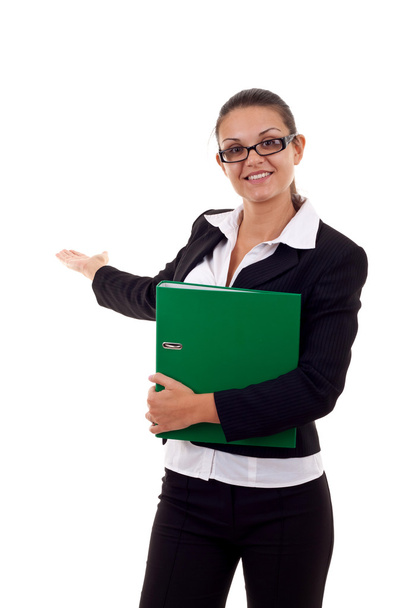 Woman with folder presenting - Photo, Image