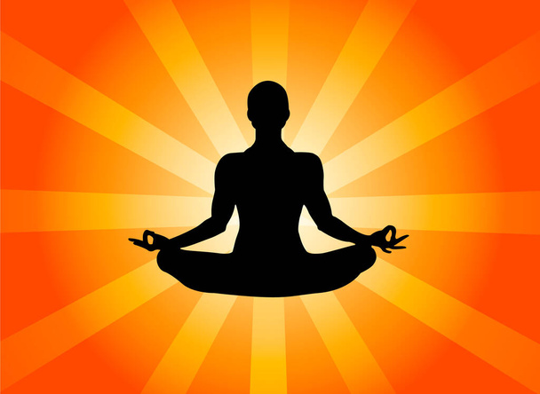 Silhouette of a woman in yoga position  - Vector, Image
