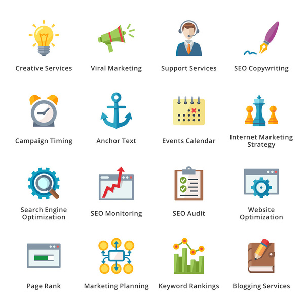 SEO & Internet Marketing Flat Icons - Set 5 - Vektor, Bild