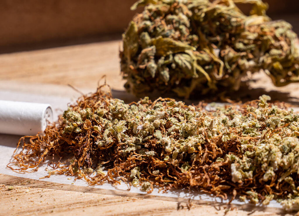 Bouw een joint met cannabis - Foto, afbeelding