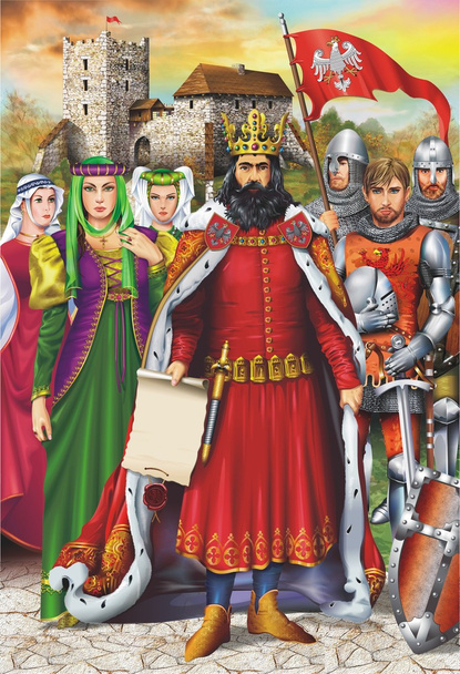 středověké královské a doprovod - Fotografie, Obrázek