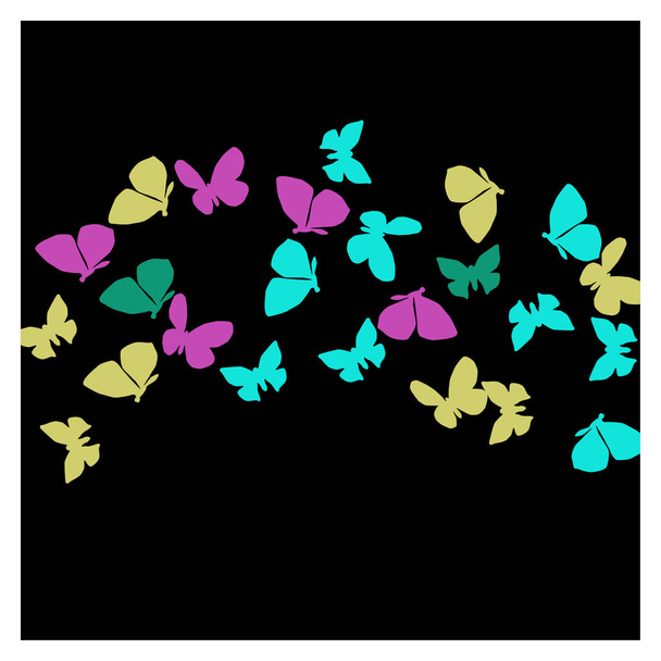 Θερινό φόντο με πολύχρωμες πεταλούδες. Διάνυσμα φόντου με σκώρο - Διάνυσμα, εικόνα