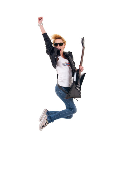 Guitarist jumps - Zdjęcie, obraz