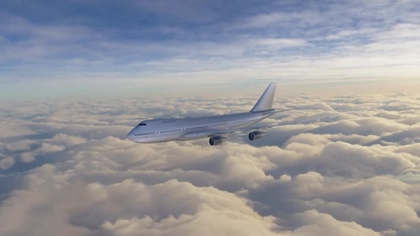 雲の上に大きな飛行機。旅客航空機 - 映像、動画
