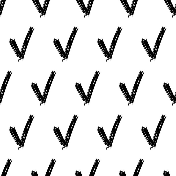 Patrón sin costura con símbolos de cheque dibujados a mano - Vector, imagen