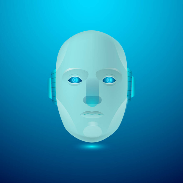 Android hlava přes modré pozadí, AI koncept - Vektor, obrázek