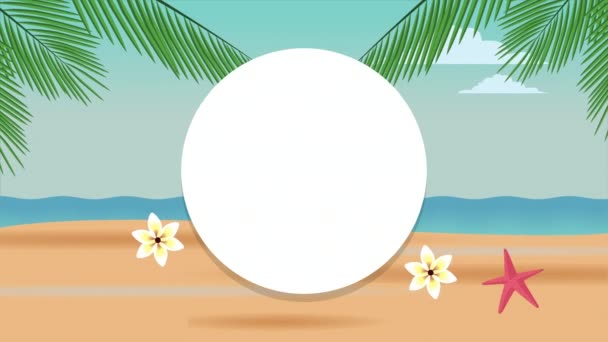 hallo zomer vakantie poster met strand scene - Video