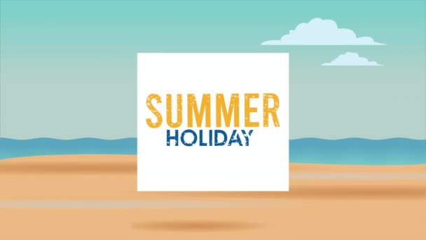 hello summer holiday poster with lettering and tropical flowers - Footage, Video