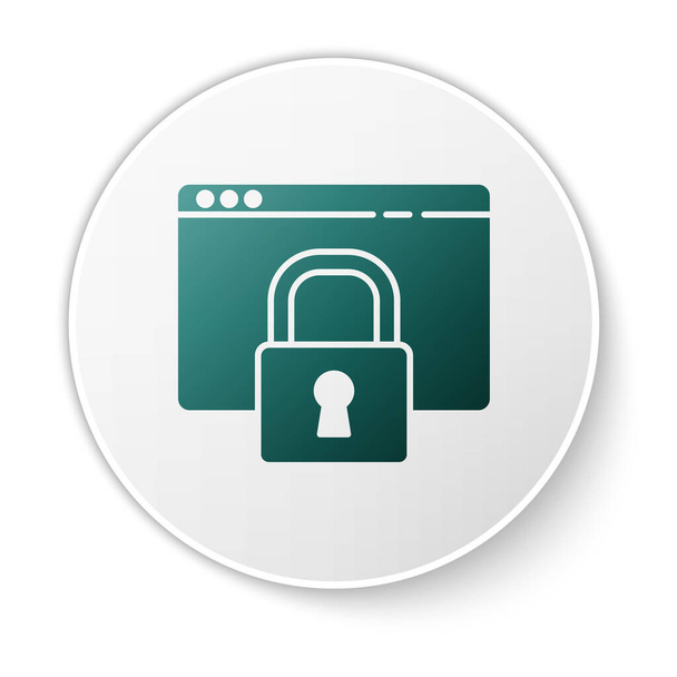 Verde Proteja seu site com HTTPS, ícone SSL isolado no fundo branco. Protocolo de comunicação na Internet. Botão de círculo branco. Ilustração vetorial
. - Vetor, Imagem