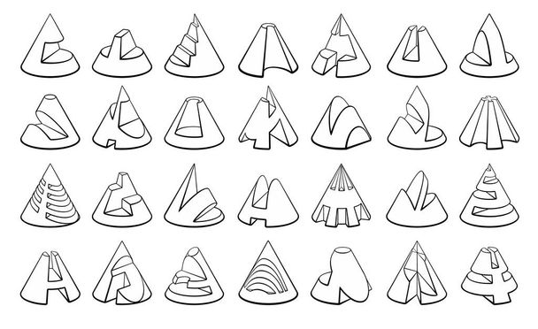 Set of 3D geometric shapes cone designs - Vector, Image