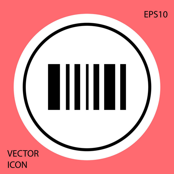 Black Barcode icon isolated on red background. White circle button. Vector Illustration. - Vector, Image