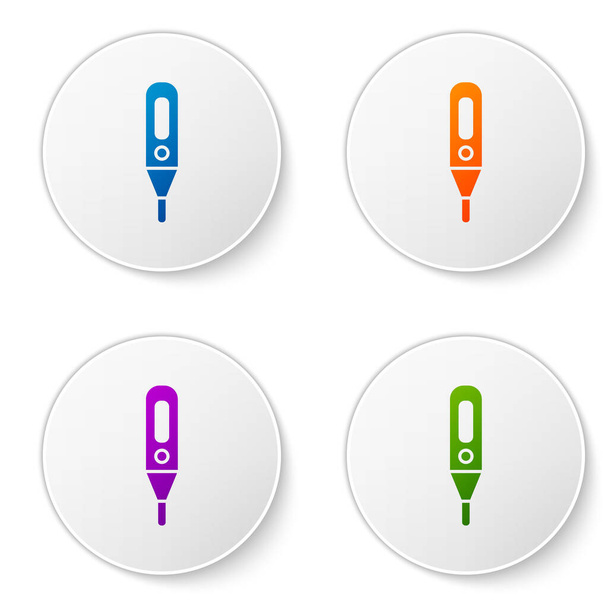 Color Medical digitales Thermometer für medizinische Untersuchung Symbol isoliert auf weißem Hintergrund. Setzen Sie Symbole in Kreis-Tasten. Vektorillustration. - Vektor, Bild