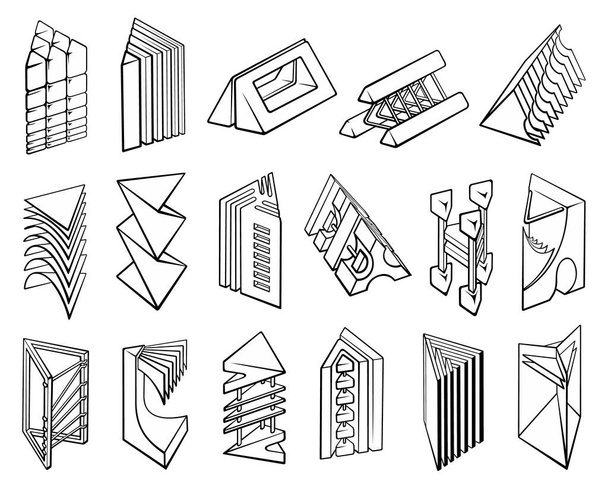 Ensemble de formes géométriques 3D dessins de prisme - Vecteur, image